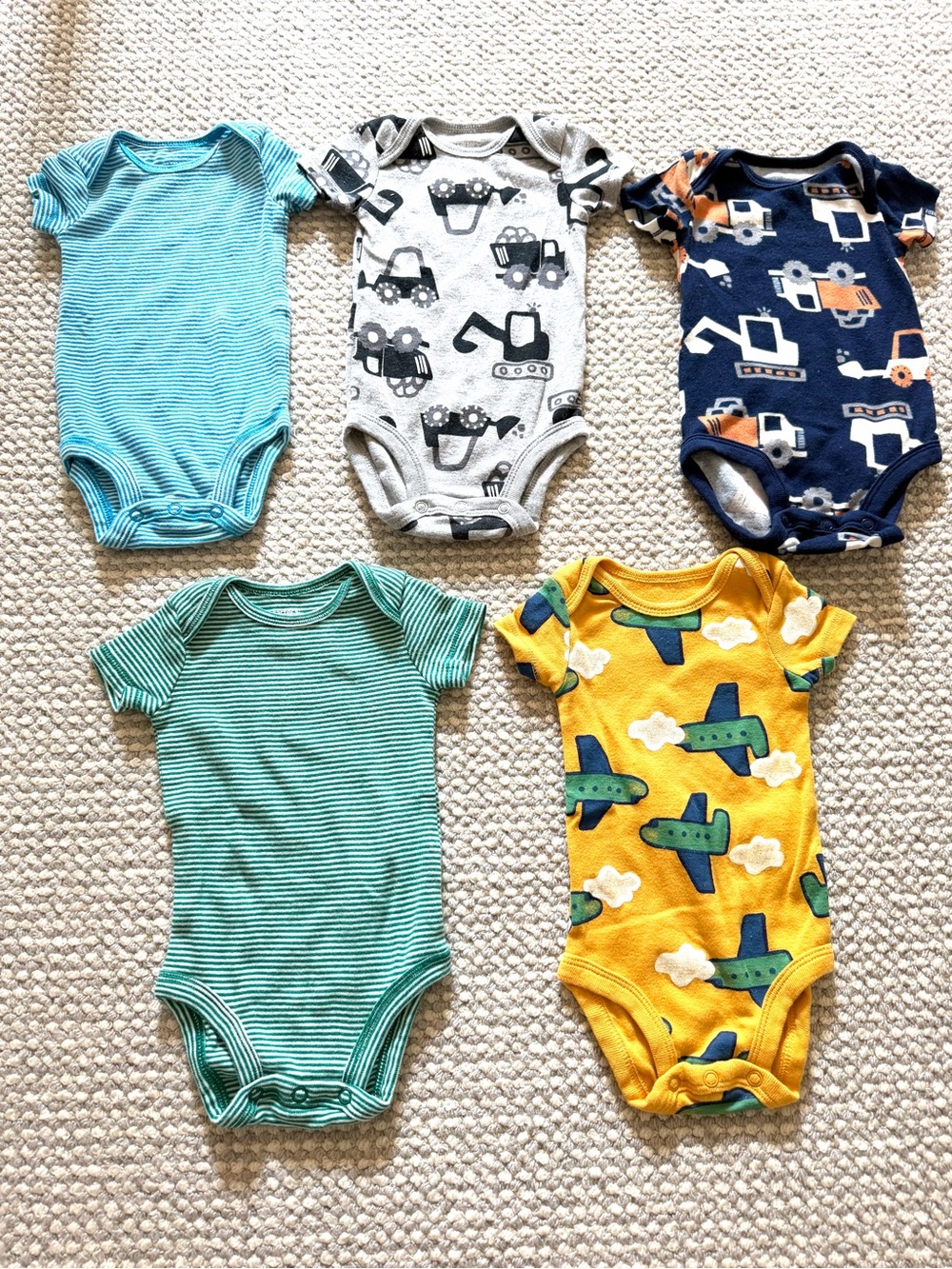 Carter’s Baby Boy Cotton Onesie Bundle | 3 Months | 5-Piece | Worn Once